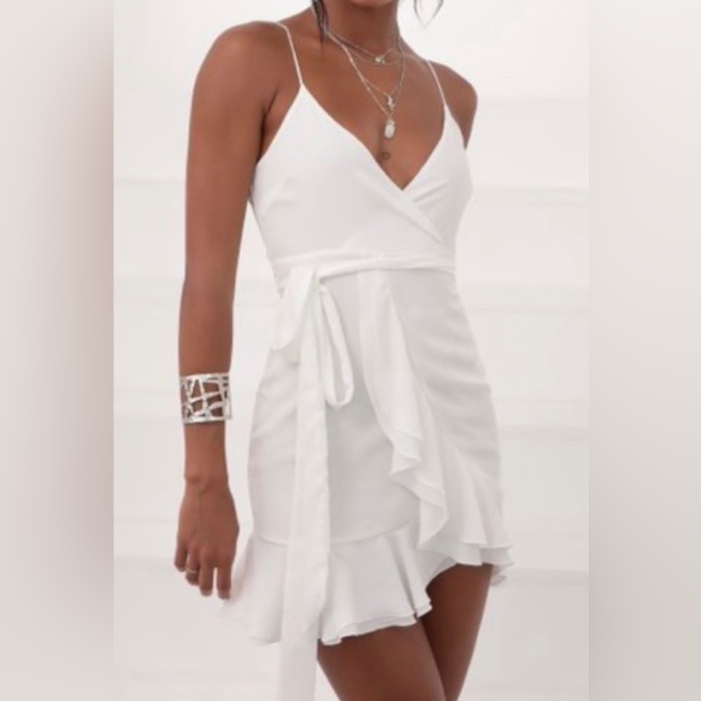 Lucy in the sky white ruffle mini dress